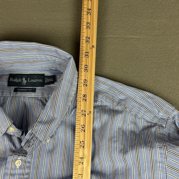 Lot of 3 Ralph Lauren Classic fit + Custom Mens XXL 2XL Blue Stripe Button Down - Picture 15 of 15